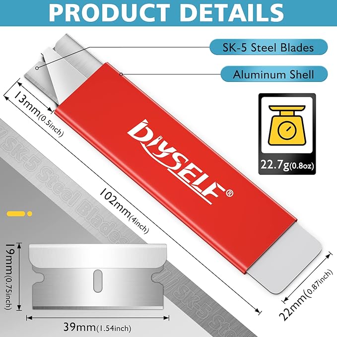DIYSELF Box Cutters, 4 Pack Small Box Cutter Retractable, Box Cutter Knife with Single Edge Razor Blade, Utility Knife All Metal Shell, Box Opener for Packages, Boxes and Paper
