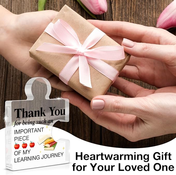 Teacher Appreciation Gifts, Teacher Gifts for Women Men, Thank You Teachers Day Graduation Christmas Gift for Teachers Study Partner Acrylic Puzzle Piece Desk Decorative Sign for Home Decor