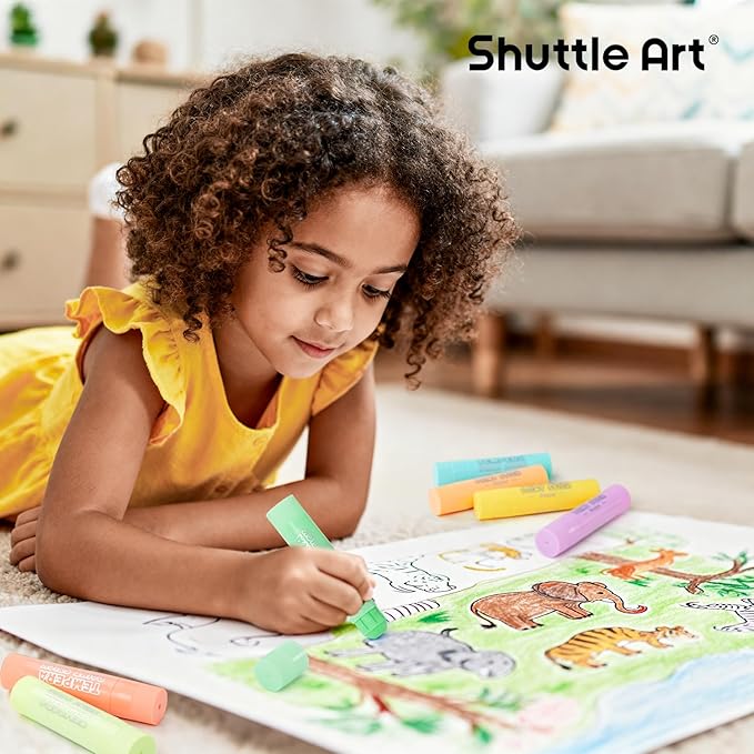 Shuttle Art Tempera Paint Sticks, 20 Pastel Colors, Solid Tempera Paint for Kids, Super Quick Drying, Works Great on Paper Wood Glass Ceramic Canvas