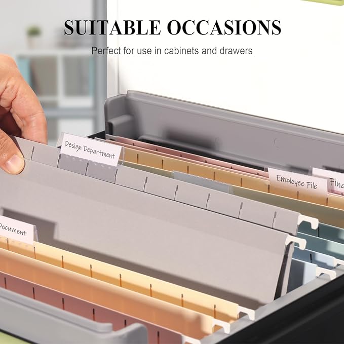 ViVin Hanging File Folders, 1/5-Cut Adjustable Tabs with 24 Per Box, 1 Inch Expansion, 24 Pack Letter Size Hanging File Folders, Designed for Office Home School Filing Cabinet(Assorted)