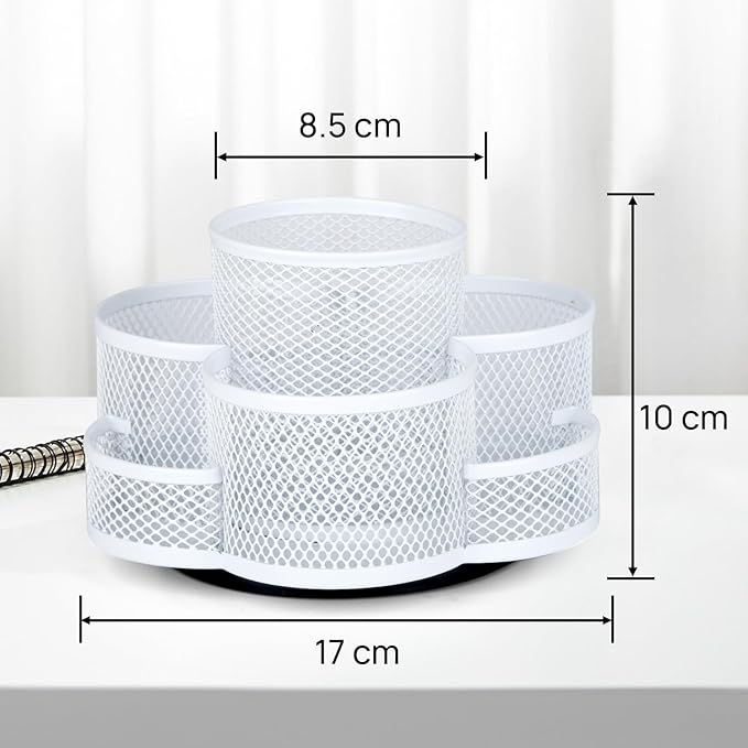Pen Holder for Desk, Rotating Pencil Holder, Cup Holder for Desk Office, Pen Organizer (Pure White)