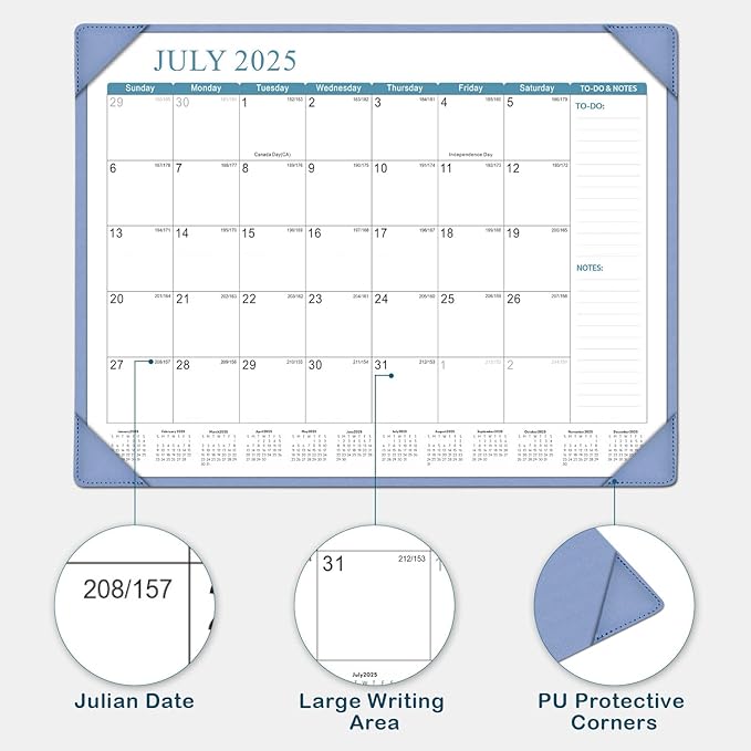 KOPEESY Desk Calendar 2025-2026, Academic Year Large Desk Calendar with Desktop Mat, 18 Months from July 2025 - December 2026, 22” x 17” Desktop Monthly Planner for Home or Office School
