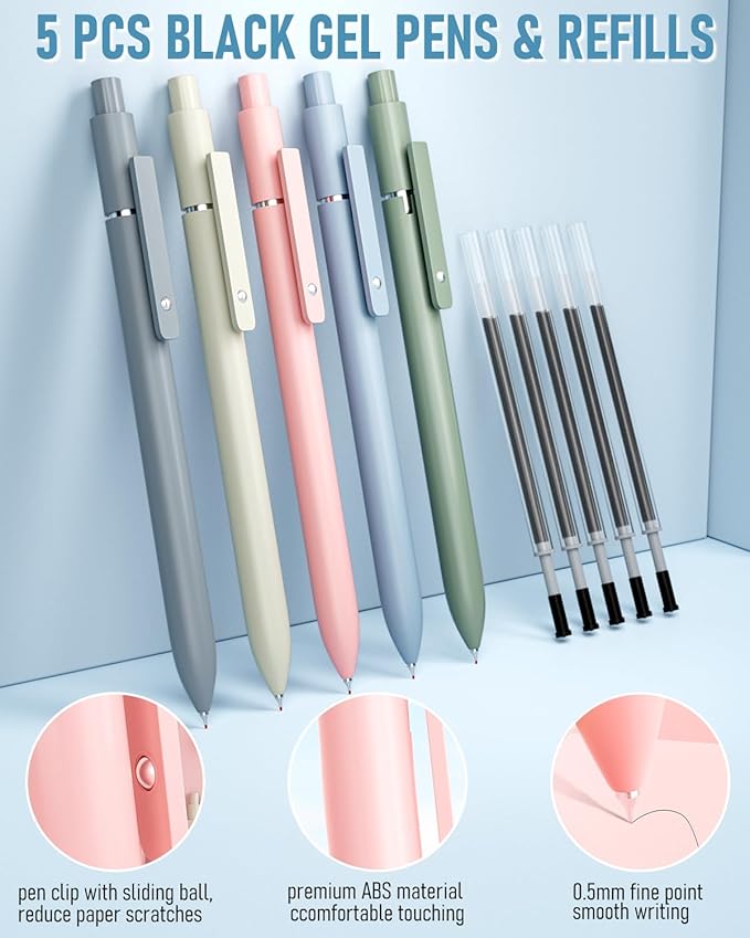 Nicpro 57 PCS Aesthetic Book Annotation Kit with Pen Case, 12 Dual Highlighters, 5 Gel Pens, 6 Mechanical Pencil, 2 Markers 1200PCS Transparent Sticky Notes and Tabs for Bible Study Student Stationary