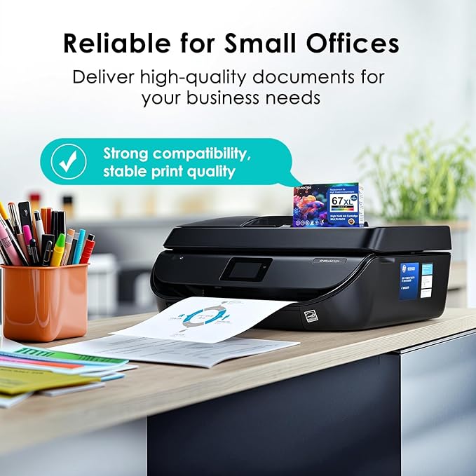 EcoVictor Remanufactured 67XL Ink Cartridge Replacement for HP Ink 67 XL HP67XL Black and Color Combo 2 Pack for DeskJet 4155e 2755e 2700 2700e 4100 4100e 2320 Envy 6000 6055 6400 6055e 6455e Printer