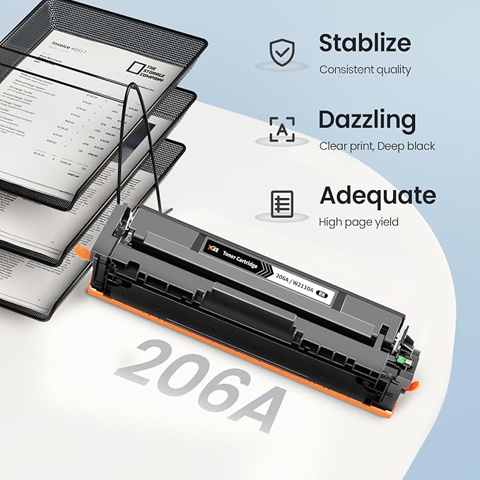 XJI 206A 2 Pack Black (with Latest Chip & Upgrade Device) Compatible Toner Cartridges Replacement for HP 206 A X W2110A 206X, for Pro M255 M255dw M255nw MFP M282nw M283 M283cdw M283fdw Printer