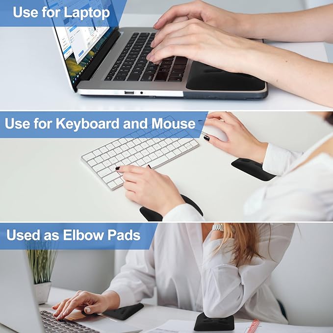 Upgraded Wrist Rest for Laptop, Ergonomic Memory Foam Laptop Wrist Pads for Computer Keyboard, Wrist Support Cushion for Typing (Black)