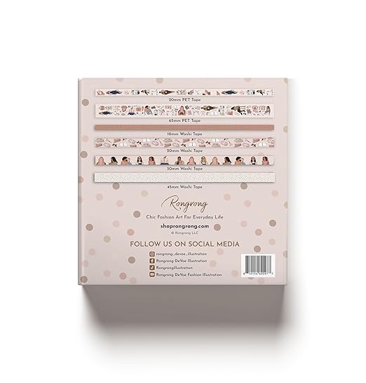 Rongrong Planner Babe PET + Washi Tape Box Set – for The Girl Who Plans in Style! Fun, Chic Decorative Tapes for Journals, Planners, Hobonichi & Scrapbooking Magic