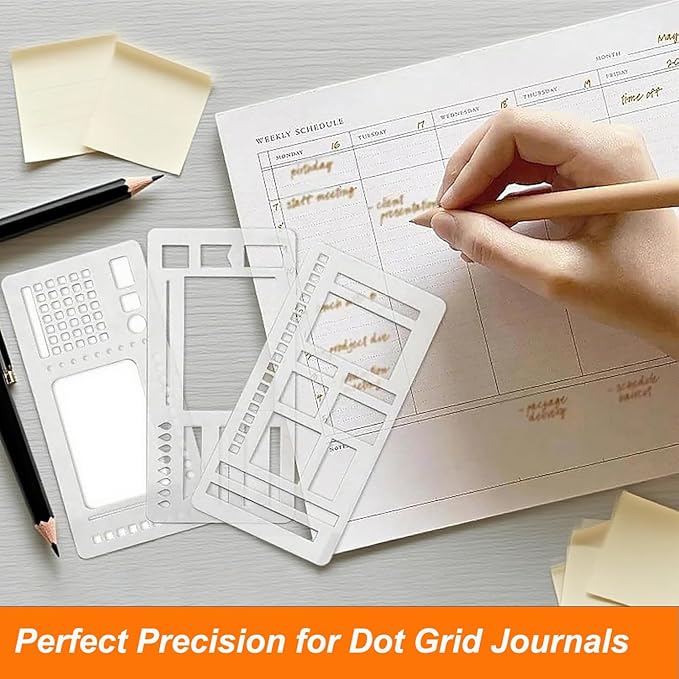 Handmade Flexible Record Template, Planner Stencil Set Compatible with Coils Discs and Rings, Flexible Drawing and Checklist Templates, Set of 3 Pack (B)
