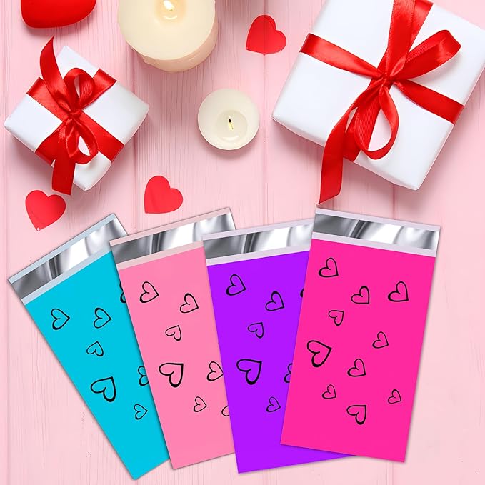 JinRuiKJ Thank You Poly Mailer - 6x9 Poly Mailers Variety Pack of 100, 25 Pcs Each Color, Strong Adhesive Shipping Bags for Clothing, Durable Thick Mailer Bags with Self Seal - Mixed Color2