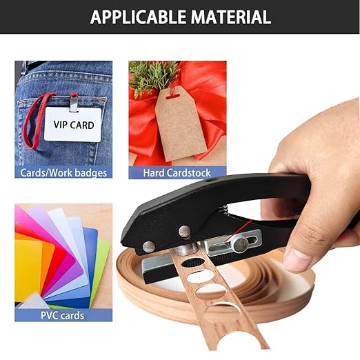 Single Hole Punch, Heavy Duty Single Hole Punch Hole Punches Portable Hand Held for Tags Cards Plastic (15MM Black)