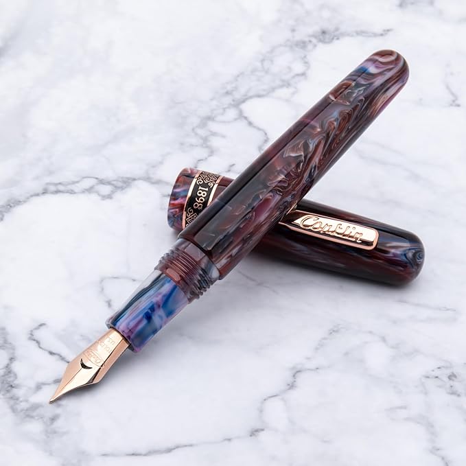 Conklin 1898 Fountain Pen, Misto Purple - 14KT Gold Medium Nib | Unique Resin Pen with 14KT Gold Nib | JoWo Stainless Steel Nib Made in Germany | Ideal Gift for Professionals