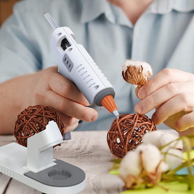 MONVICT Glue Gun Stand for Most Mini Glue Guns, Hot Glue Holder with Non-Stick Silicone Mat, Suction Cups, Helpful Tool for Make Your DIY, Crafts, Home School Project Well Bars Orderly (NOT Full Size)