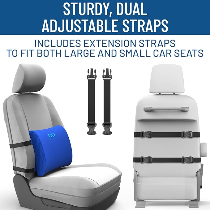 Everlasting Comfort Lumbar Support Pillow for Office Chair - Memory Foam Back Cushion for Car Seat - Promotes Better Posture, Back Pain Relief - Ideal Gaming and Desk Chairs Work and Home Essentials