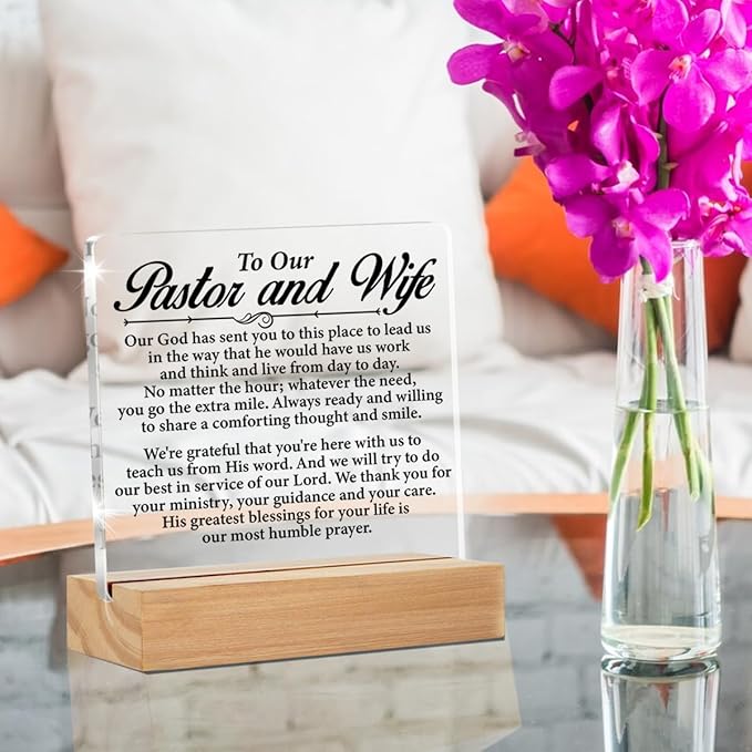 Pastor & Wife Appreciation Gifts - Clear Desk Decorative Sign - Acrylic Decor