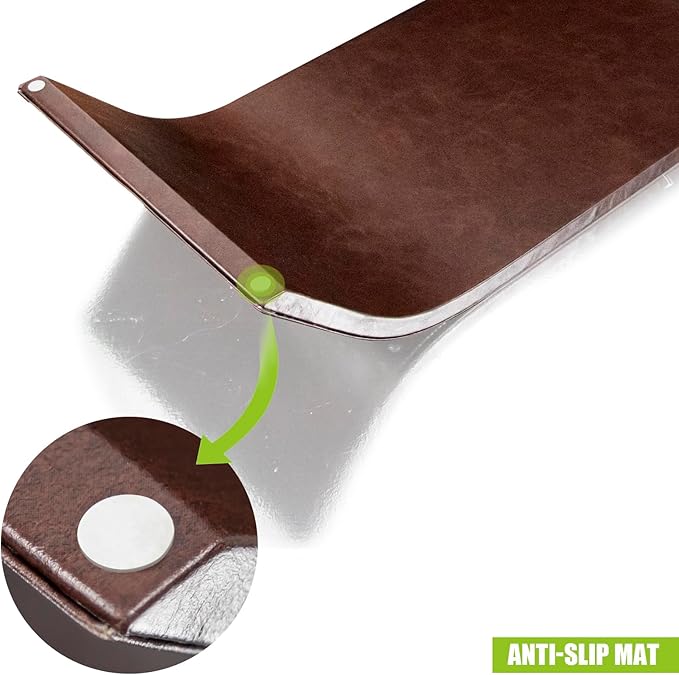 21 inch Leather Monitor Stand Riser,Desk Shelf Monitor Stand Ergonomic Height,Premium Leather Computer Stand Monitor Riser for Your Desktop,PC,Printer,Computer,Laptop