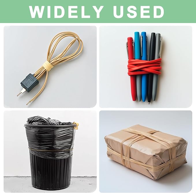 MECCANIXITY 100Pcs Silicone Rubber Bands Non-slip 4 Inch Flat Elastic Rubber Wrapping Bands for Books, Traps, Art, Wrapping Paper, Cord Wraps, Gray