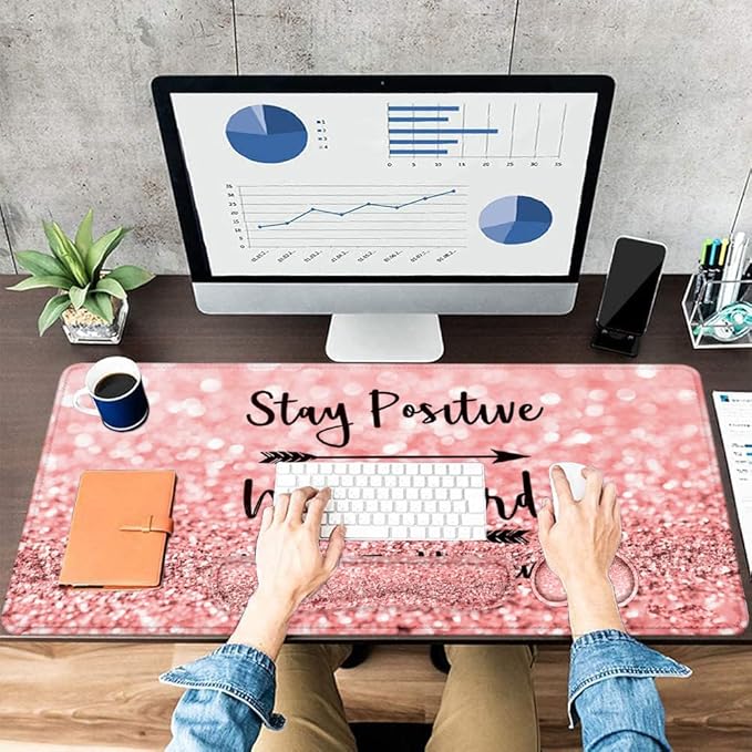 LATEEFAH Mouse Pad with Wrist Rest, Desk Mat + Keyboard Wrist Rest Set, Desk Pad for Keyboard and Mouse, 4-in-1 Large Mouse Pad with Wrist Support for Office, Home