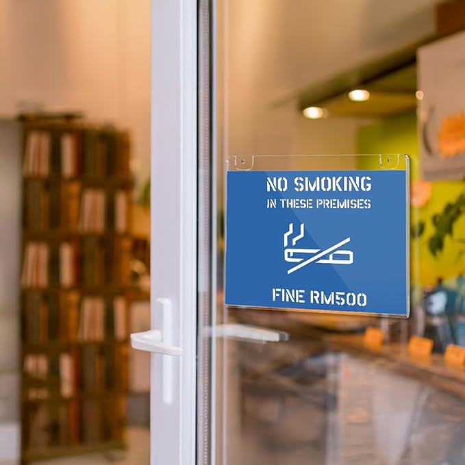 EHWINE 4 Pack 8.5x11 Wall Mount Acrylic Sign Holder Horizontal, Acrylic Wall Sign Photo Menu Flyer Display Holder, Plastic Clear Picture Adhesive Frames for Office Party (Provide Mounting Screws)