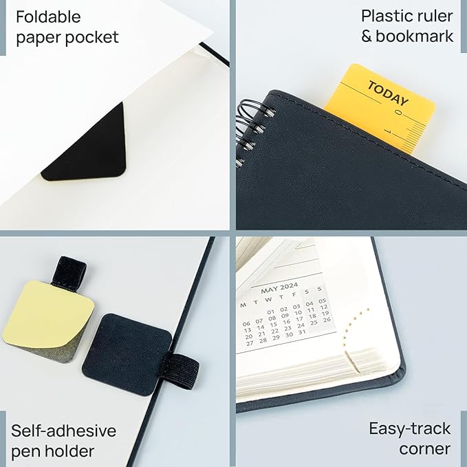 POPRUN 2026 Planner (Medium - 6.5'' x 8.5'') with Hourly Schedule, Vertical Layout - 2026 Weekly Calendar (Jan. 2026 - Dec.2026) for Time Management, Monthly Tabs, Spiral Bound, Soft Cover - Purple