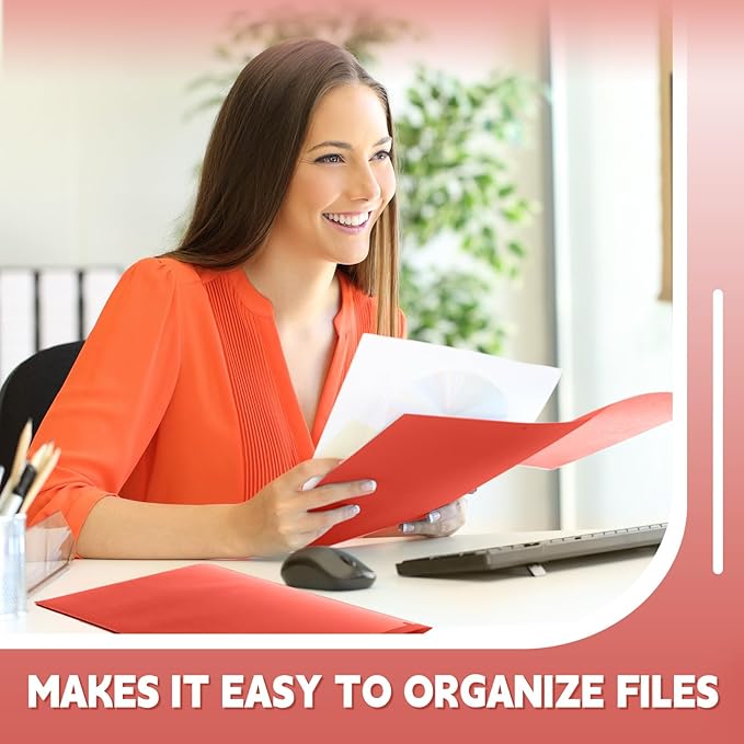 Henoyso 200 Pcs Plastic Folders with Clear Front Pockets Bulk Heavy Duty File Folders with 2 Pockets and Card Slot for Student Teacher Back to School Supplies Office Presentation (Red)