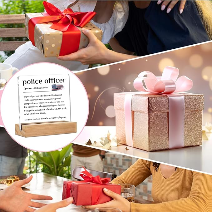 Police Officer Gifts Acrylic Sign, Appreciation Gift for Police Officers Women Men Acrylic Plaque Desk Decor, Shelf Cubicle Table Decor for Office Home Living Room Decoration,Christmas Birthday Gifts