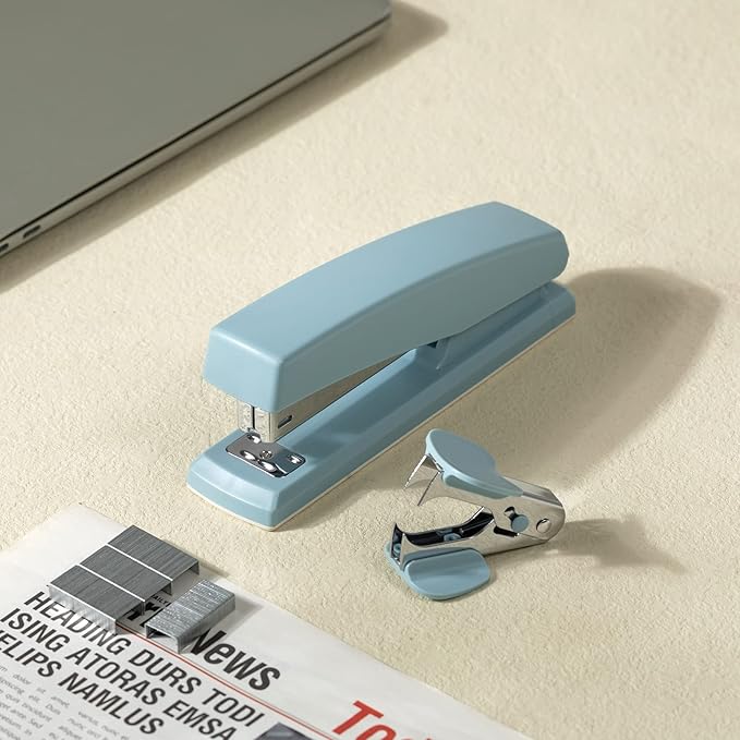 Deli Stapler, Desktop Stapler, Office Stapler, 25 Sheet Capacity, Includes 1000 Staples and Staple Remover, Blue