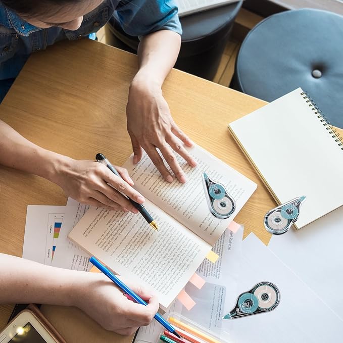 simarro 48 Pack White Correction Tape, 0.2 Inch x 39.4 Feet Easy To Use Classroom Correction Tape Wipe out Applicator Translucent Dispenser Shows for School Office Note Journal