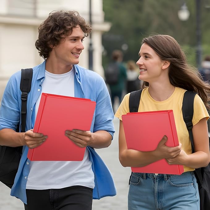 ViVin Sturdy 1 Inch D Ring Binders, 3 Ring Binders with 2 Pockets, Hold 225 Sheets of US Letter Size Paper for Office,Home,School, 6 Pack (Red)