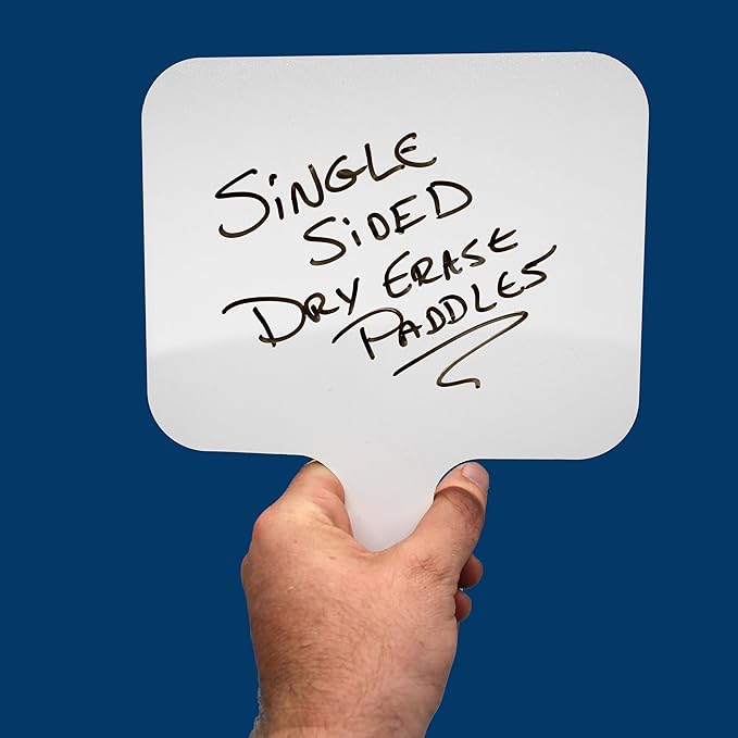 Flipside Products Rectangular Dry Erase Answer Paddles, Auction, Handheld Whiteboard, Handle Response Board, Classroom Dry Erase, Pack of 12