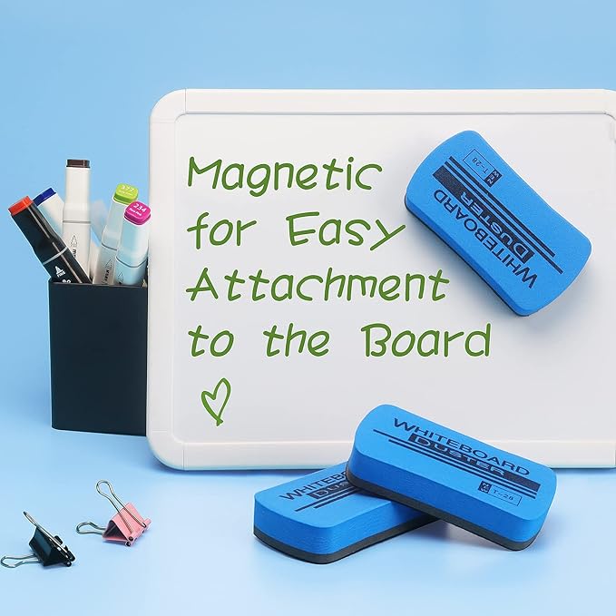 Tamaki 6 Pack Magnetic Whiteboard Eraser, Dry Eraser Erasers for White Board, Whiteboard Erasers for Kids Classroom, Blue