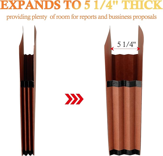 10 Packs Expanding File Pockets,5-1/4"" Expandable Folder Bag,Expandable File Folders Letter Size,Accordion File Organizer for Office,School,Home,Kraft