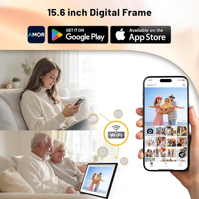 Digital Calendar 15.6" Smart Calendar&Chore Chart, 1920*1080 Interactive Touchscreen Electronic Calendar for Family Schedules, 64GB Wifi Meal Planner, Wall&Desk Mountable, 2025 Calendar-Black