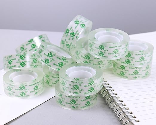 BOMEI PACK 48 Rolls Crystal Clear Transparent Tape, Stationery Tape Refills Rolls for Dispenser, 3/4 in x 1000 in,1 inch Core, Gift Wrapping Tape for Office, School and Home