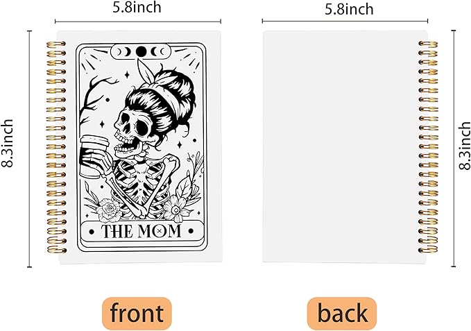 The Mom Tarot Journal Notebook - Mom Gifts, Mothers Day Gifts for Mom from Daughter Son, Gothic Skeleton Mom Notebook Journal, Goth Gifts for Women, Witchy Journal, Spiral Notebook 5.5x8.3