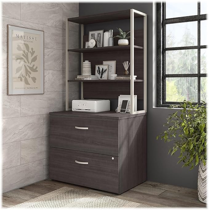 Bush Business Furniture Hybrid 2 Drawer Lateral File Cabinet-Assembled, Storm Gray