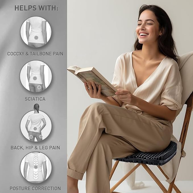 Extra Large Gel Seat Cushion, 17x17inch Double Thick Egg Gel Cushion for Pressure Pain Relief, Breathable Wheelchair Cushion Chair Pads for Car Seat Office Chair (Black)