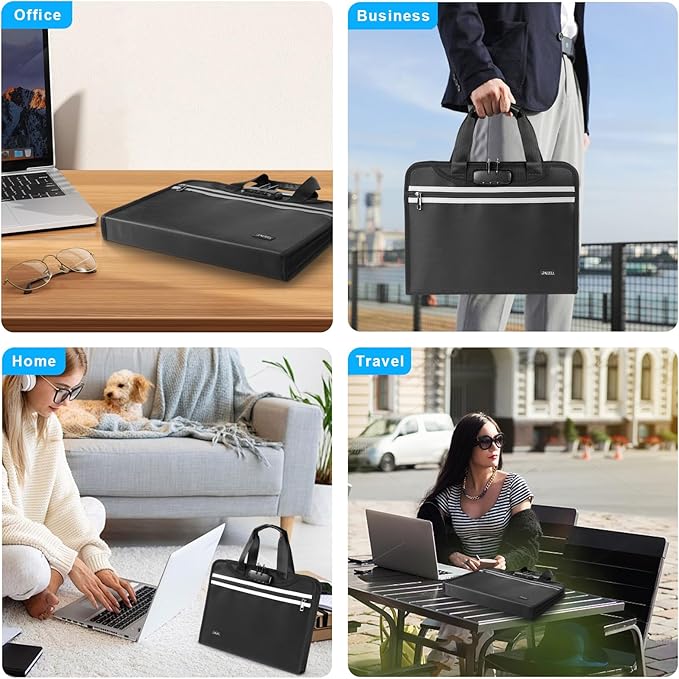 Accordion File Folder Organizer with Lock, 13 Pockets Fireproof Document Organizer with Handle & Zipper, Expanding File Folder with Tabs Document Holder for Letter A4 Files and More