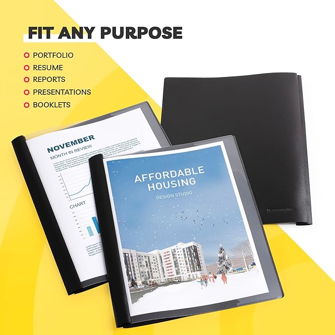 Report Covers - (30 Set), 8.5 x 11 Letter Size, 3-Prong Fasteners, Clear Front Plastic Folders - Perfect for Presenting Resumes, Proposals, and More with Professionalism