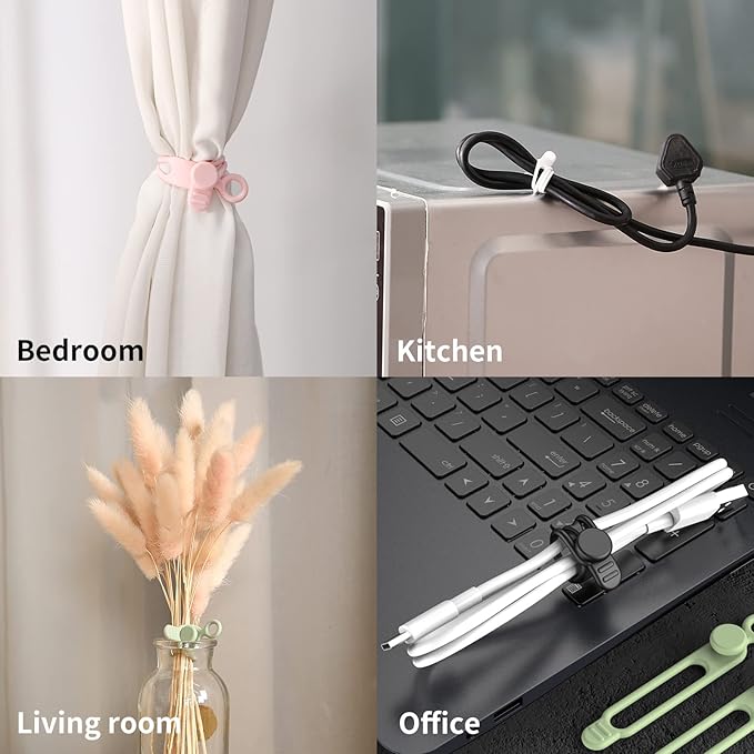 Silicone Cable Straps,10PCS 7.1"Cord Ties, Reusable Cable Ties,Travel Cord Organizer,Wire Organizer Ties for Kitchen,Home,School,Bundle Storage for Cables Etc(5 Colors)