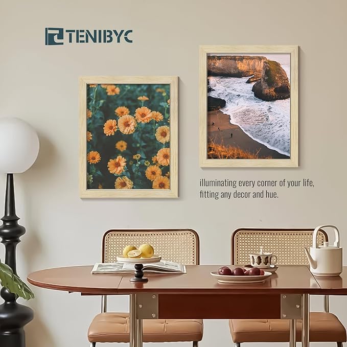 11x14 Picture Frames Set - 3 Pack - Natural Oak Wood - Tempered Glass - for Wall Photos, Family Memories, Posters & Puzzles, Home Decor