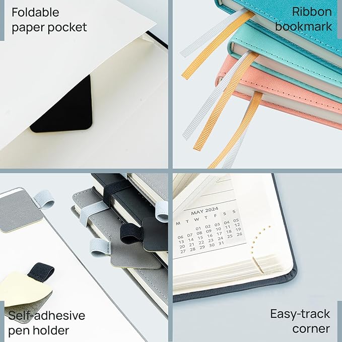 POPRUN 2026 Planner (Medium - 6.5'' x 8.5'') - 2026 Weekly Calendar ((Jan. 2026 - Dec. 2026) with Hourly Time Slots, Weekly/Monthly Appointment Book for Time Management - Leather Soft Cover - Black