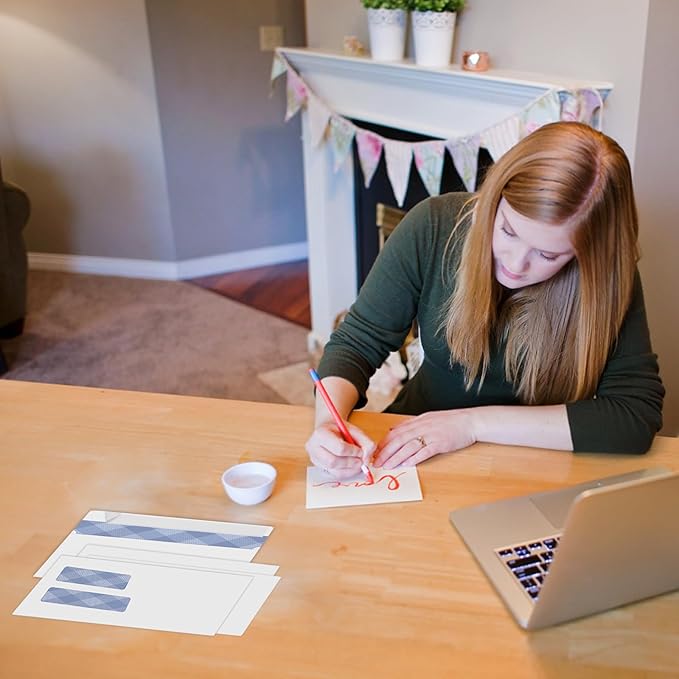 750#10 Security Envelopes, PANDRI NO.10 Self-Seal Double Window Envelopes Designed for QuickBooks Invoices, Business Statements & Documents - Number 10 Size 4 1/8 Inch X 9 1/2 Inch - 24 LB