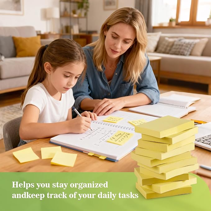 (40 Pads) Sticky Notes 1.5x2 in,Classic Yellow Post Self Stick Pad Its, Clean Removal Sticky Pads Bulk for Office, Home, School,Teachers, Meeting, Notebooks