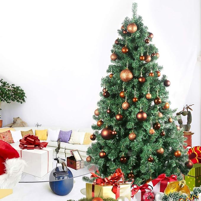 Bronze 1.6" Small Christmas Balls Christmas Tree Decoration Ornaments Shatterproof Hanging Balls for Birthday Halloween Holiday Wedding Decorations Set of 24pcs