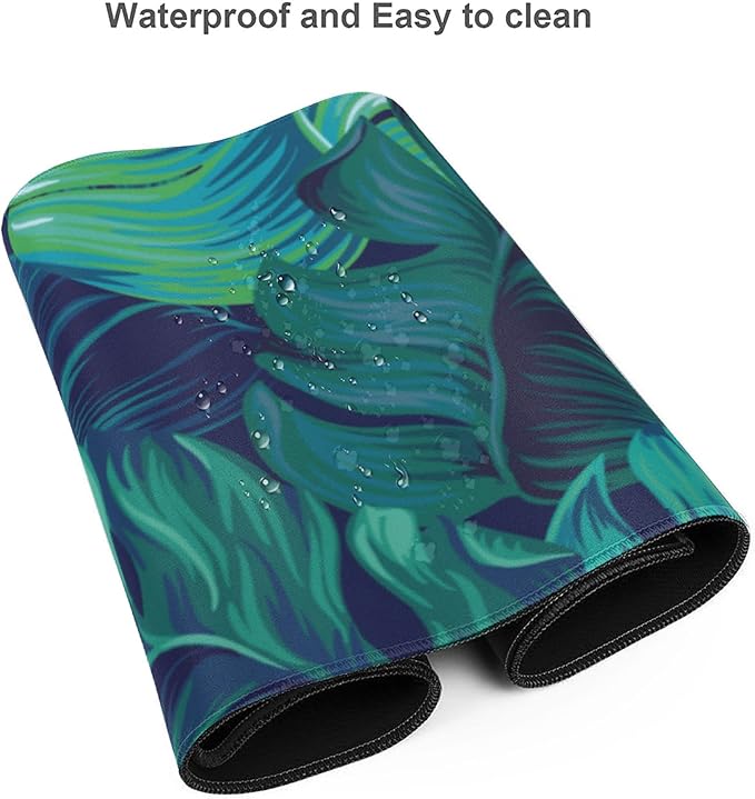 Tropical Palm Leaves Mouse pad, Hawaii Beach Jungle Leaves Mouse pad Palm Leaves Floral Mousepad Green Tropical Leaves Mouse Mat Mouse Pad for Computers Laptop Office, 31.5"x12"x0.12"