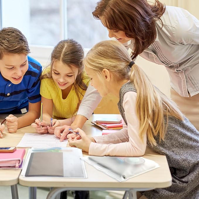 40 Pieces Binder Pockets 3 Hole Zipper Pouch 3 Ring A4 Pockets with Zipper Binder Folders Plastic Pouches Loose Leaf Bags Waterproof PVC Document Filing Bag(Clear,A4)