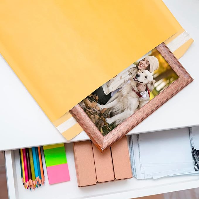 ABC PACK & SUPPLY Gold Kraft Bubble Mailer Envelopes, 9.5 x 13 Inches. 200 Pack Mail Padded Envelopes Self Seal. Kraft Bubble Mailers. Tear-Resistant Mailing Envelope Padded. Sturdy Paper Mailer