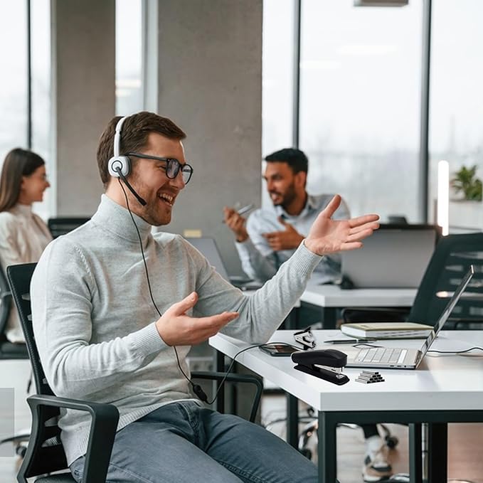 Black Office Stapler, 25 Sheet Capacity with 2000 Staples and Staple Remover, Desktop Stapler,Black Office Supplies for Students and Office Clerks