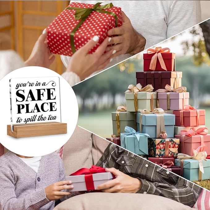 Counseling Therapy Office Decor, School Counselor Therapist Gifts, Social Worker Office Decorations, You're in A Safe Place Decorative Desk Signs Acrylic Plaque