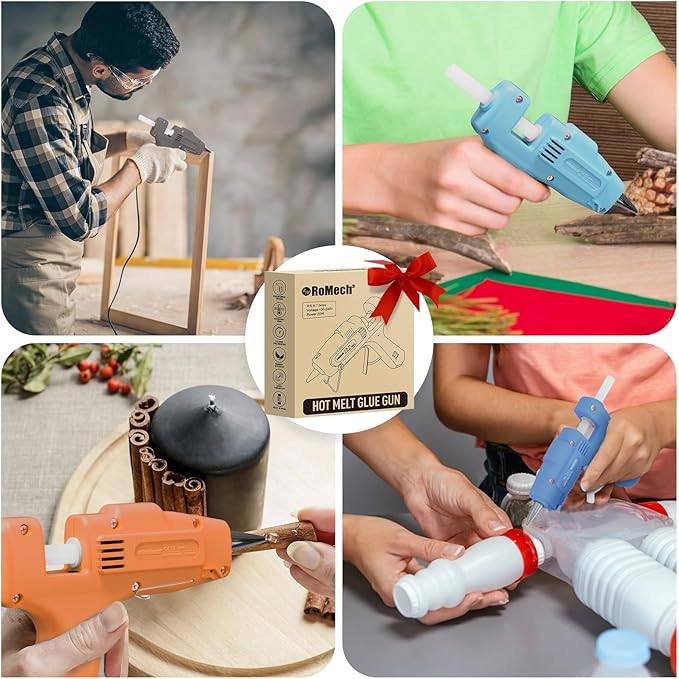 ROMECH 20W Mini Hot Glue Gun with 30 Glue Sticks Set, Fast Preheating Hot Glue Gun Kit Heavy Duty Gluegun for Craft, DIY, Repairs (Grey)